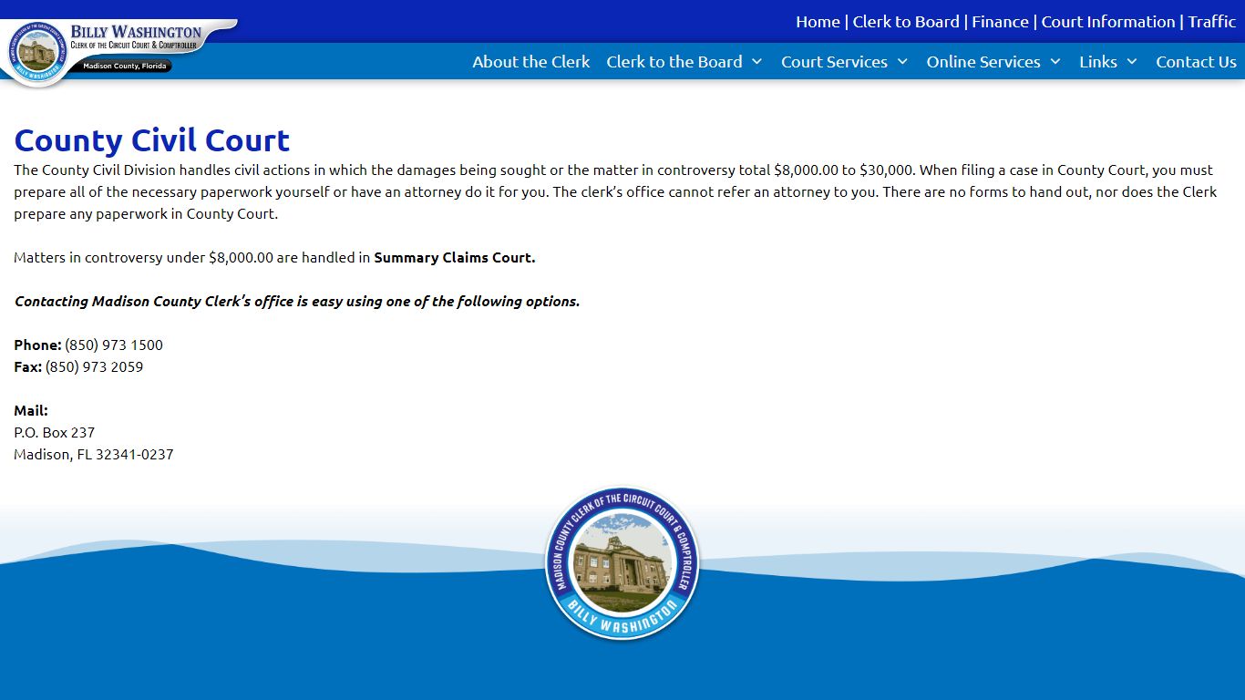County Civil Court – Madison County Clerk of Courts & Comptroller